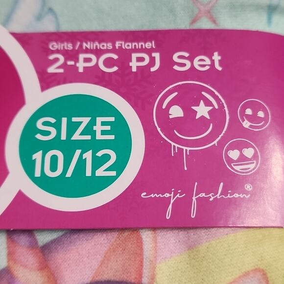 Emoji I Love Unicorns Fleece Pajamas, NWT, 10/12 - Picture 3 of 4